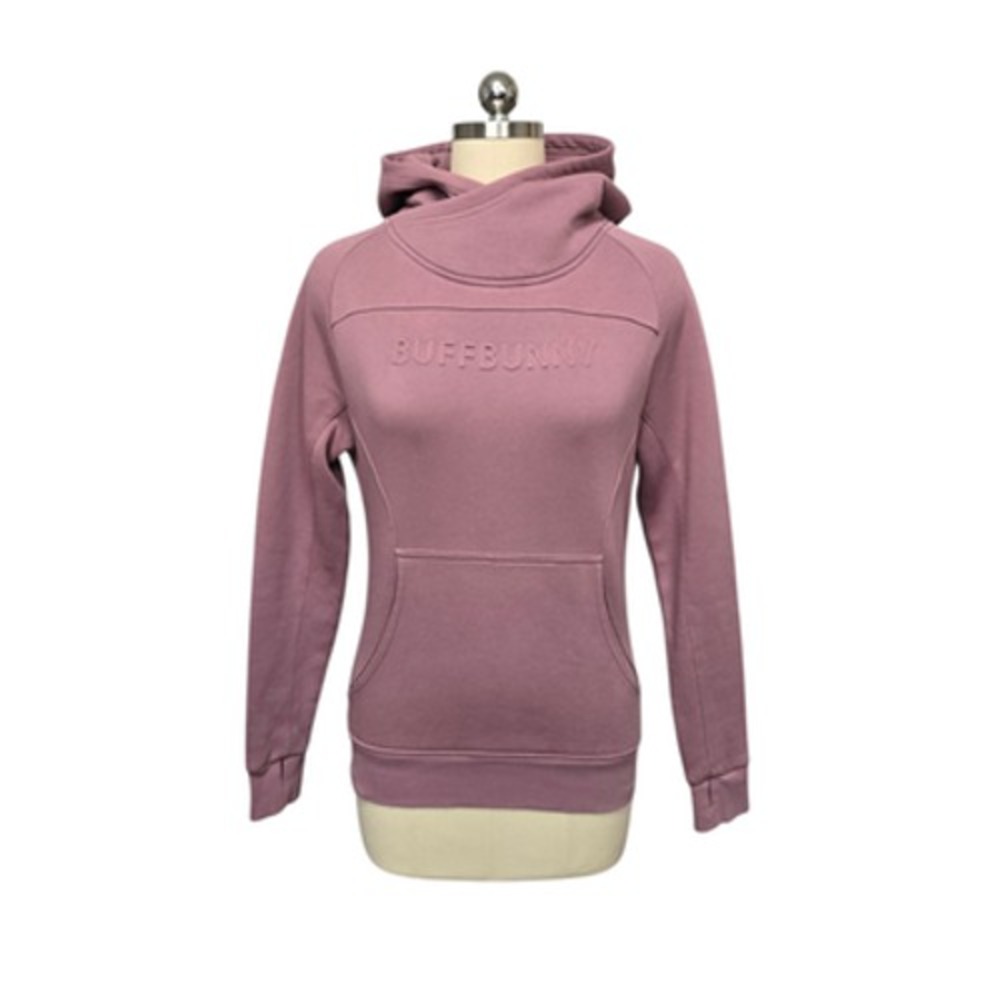 Buffbunny Collection‎ Hoodie Womens Small Mauve Cowl Neck Kangaroo Pocket Fleece